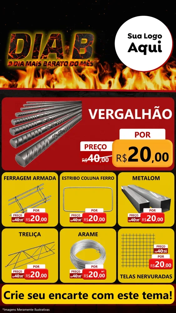 Modelo de Rede Social para Stories com o tema Dia B para Ferragens