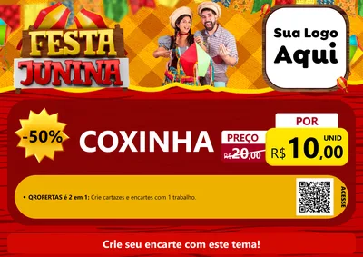 Modelo de Cartaz para Cartaz A4 Horizontal com o tema Festa Junina para Salgadaria