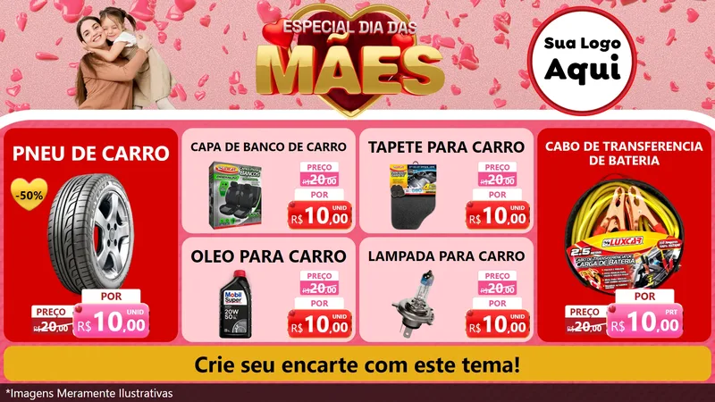 Modelo de TV para TV Horizontal com o tema Especial Dia Das Mães para Auto peças
