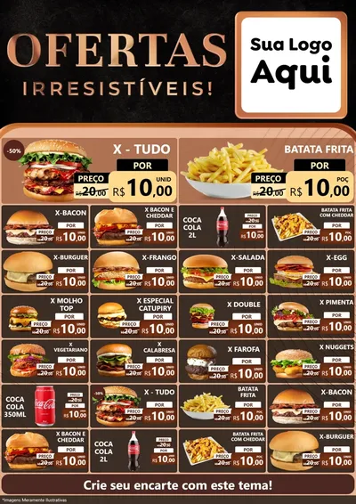 Modelo de Encarte para Encarte A4 Vertical com o tema Ofertas Irresistíveis! para Hamburgueria