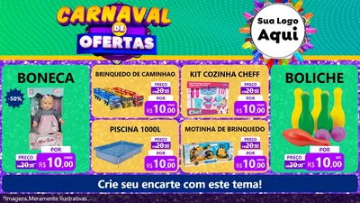 Modelo de TV para TV Horizontal com o tema Carnaval de Ofertas para Brinquedos