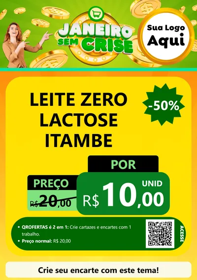 Modelo de Cartaz para Cartaz A4 Vertical com o tema Janeiro Sem Crise para Frios e Laticínios