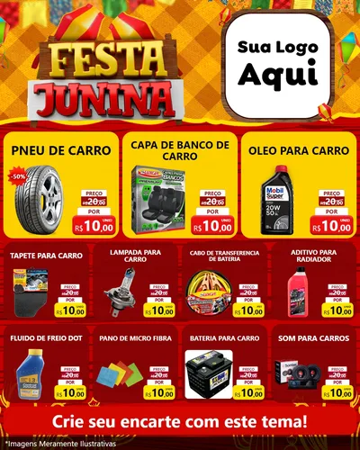 Modelo de Rede Social para Feed Instagram com o tema Festa Junina para Auto peças