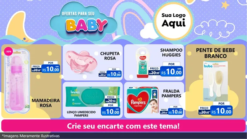 Modelo de TV para TV Horizontal com o tema Ofertas Para Seu Bebê para Bebês
