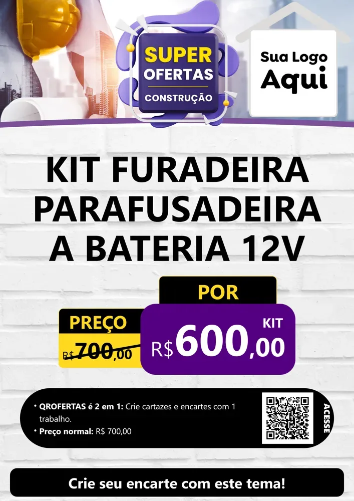 Modelo de Cartaz para Cartaz A4 Vertical com o tema Super Ofertas - Construção para Maquinas e Ferramentas