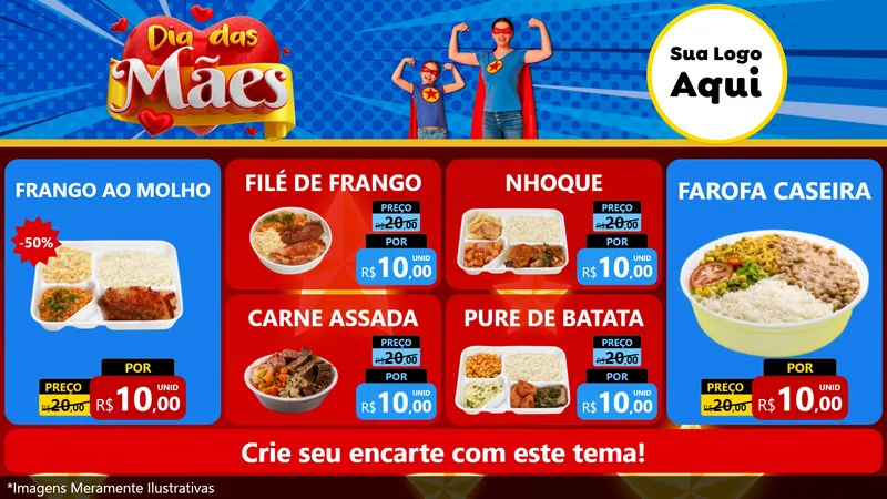 Modelo de TV para TV Horizontal com o tema Dia das Mães para Restaurante
