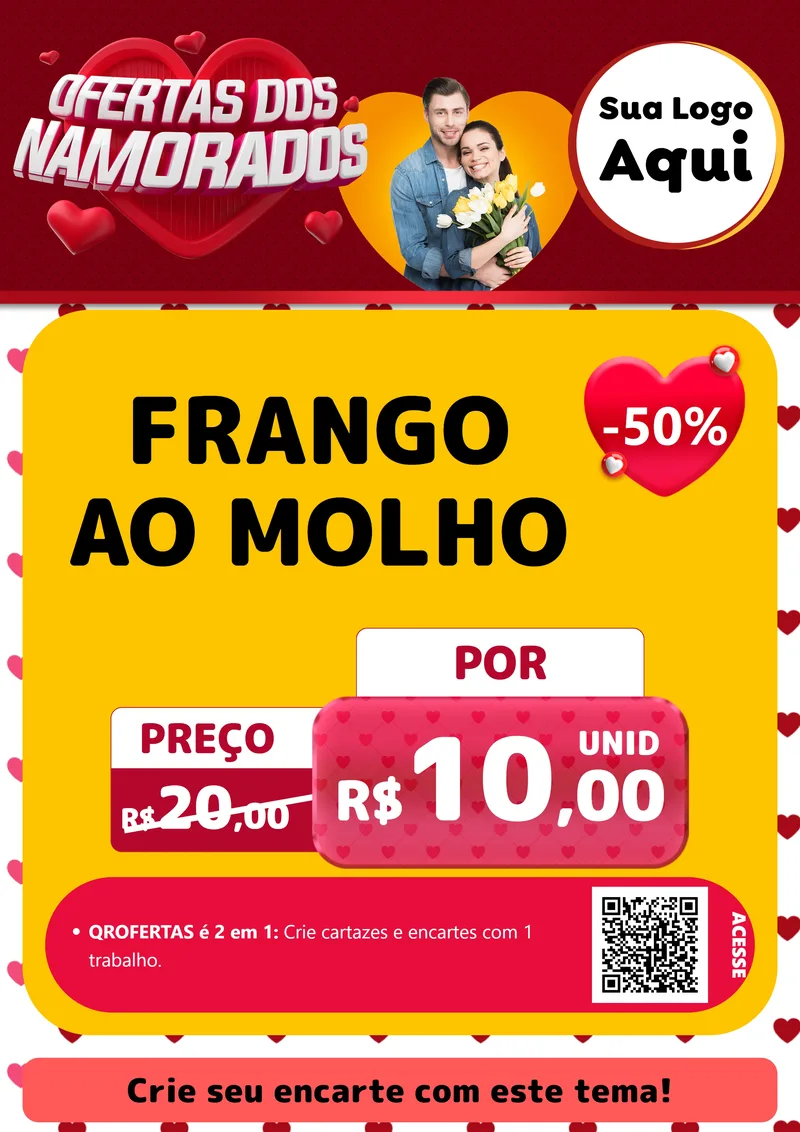 Modelo de Cartaz para Cartaz A4 Vertical com o tema Ofertas Dos Namorados para Restaurante