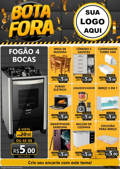 Modelo de Encarte para Encarte A4 Vertical com o tema Bota Fora para Móveis e Eletro