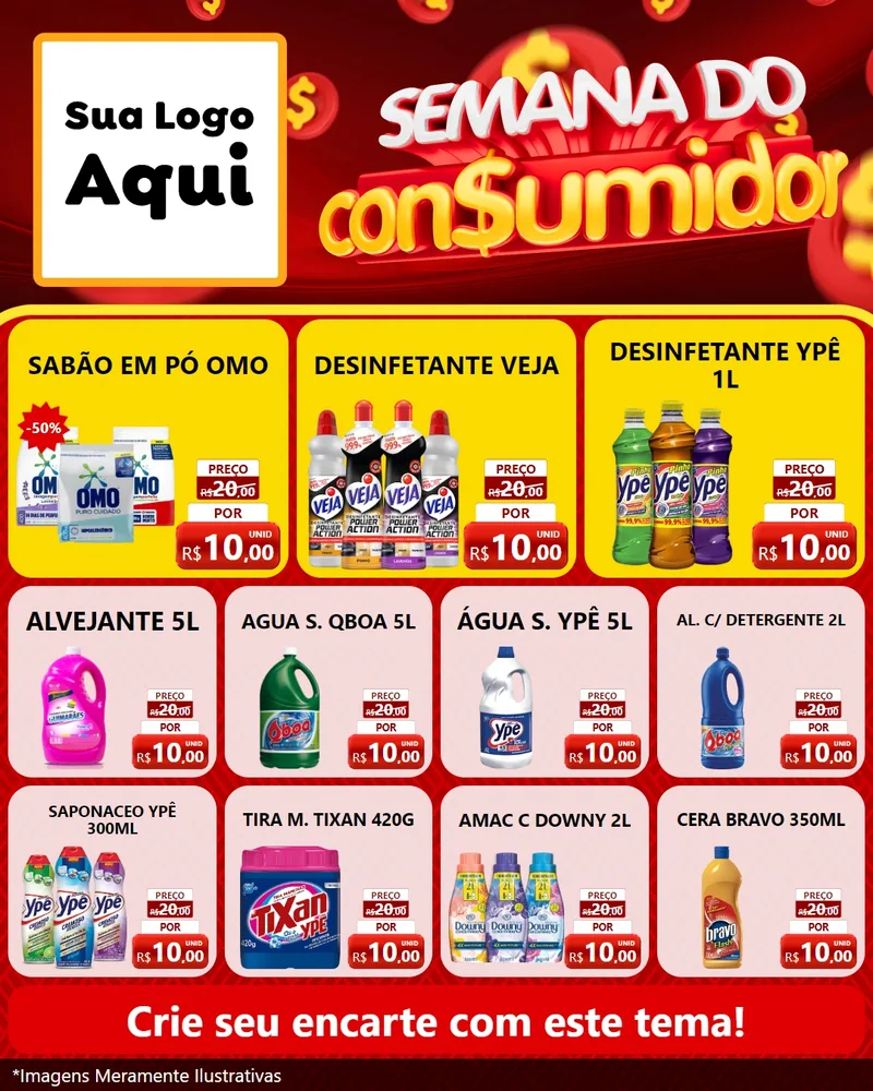Modelo de Rede Social para Feed Instagram com o tema Semana do Consumidor para Produtos de Limpeza
