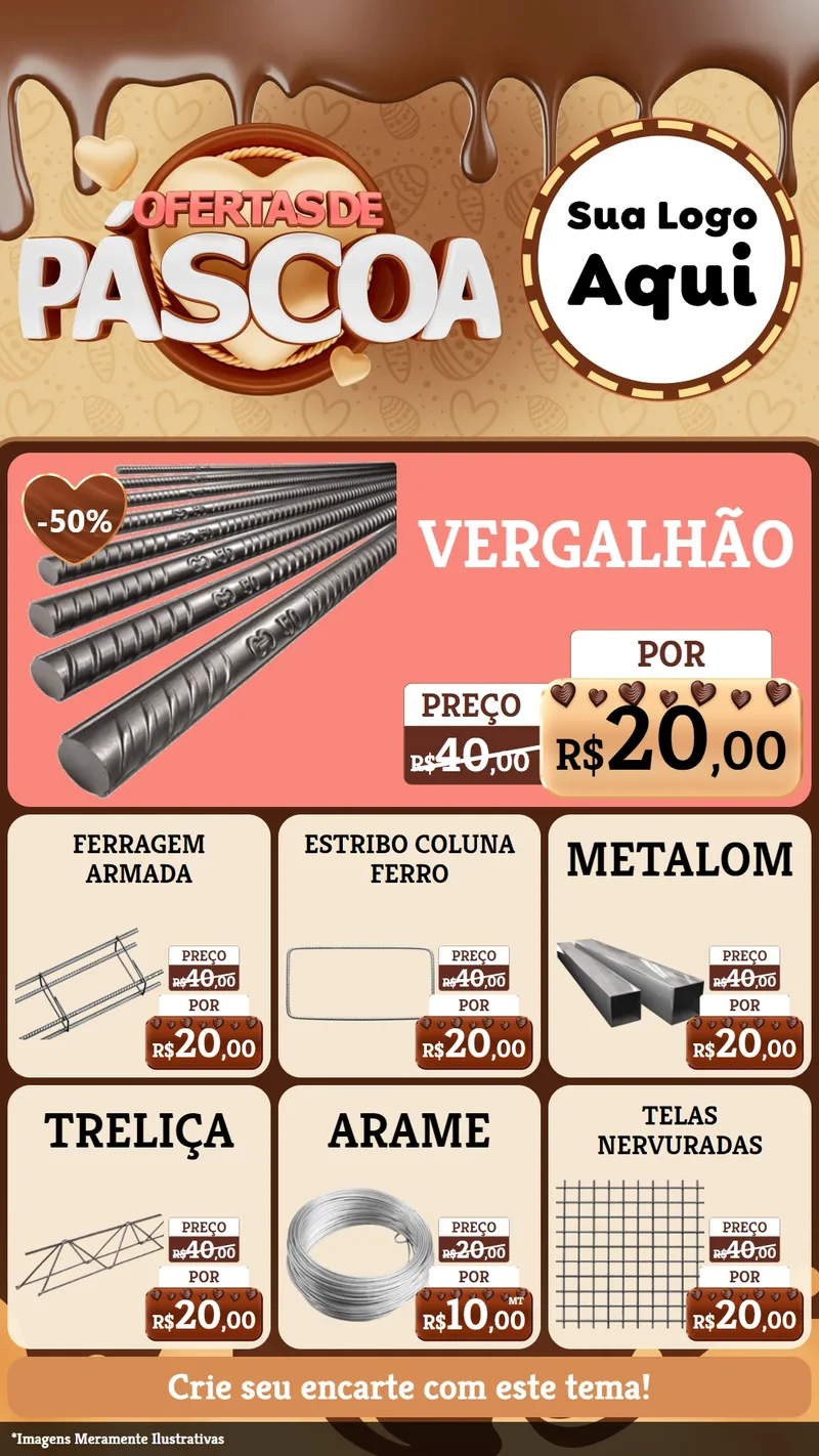 Modelo de Rede Social para Stories com o tema Ofertas de Páscoa para Ferragens
