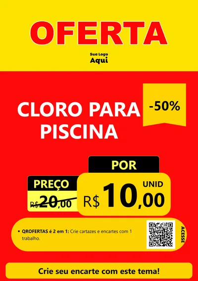 Modelo de Cartaz para Cartaz A4 Vertical com o tema OFERTA - Vermelho Cartaz para Produtos para Piscina