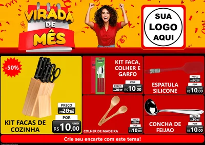 Modelo de Encarte para Encarte A4 Horizontal com o tema Virada de Mês para Utilidades Domésticas