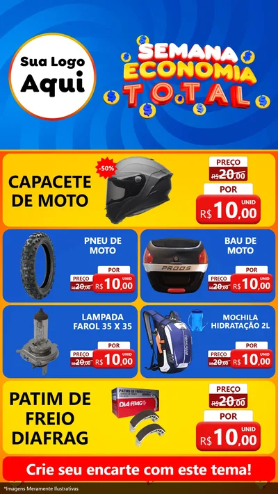 Modelo de TV para TV Vertical com o tema Semana Economia Total para Moto peças