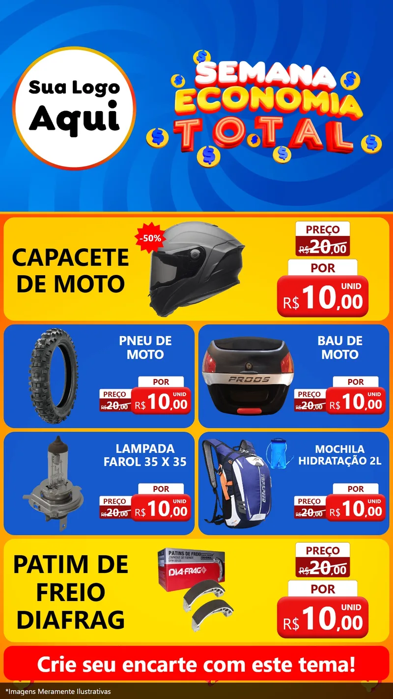 Modelo de TV para TV Vertical com o tema Semana Economia Total para Moto peças