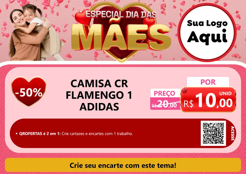 Modelo de Cartaz para Cartaz A4 Horizontal com o tema Especial Dia Das Mães para Roupas e acessórios