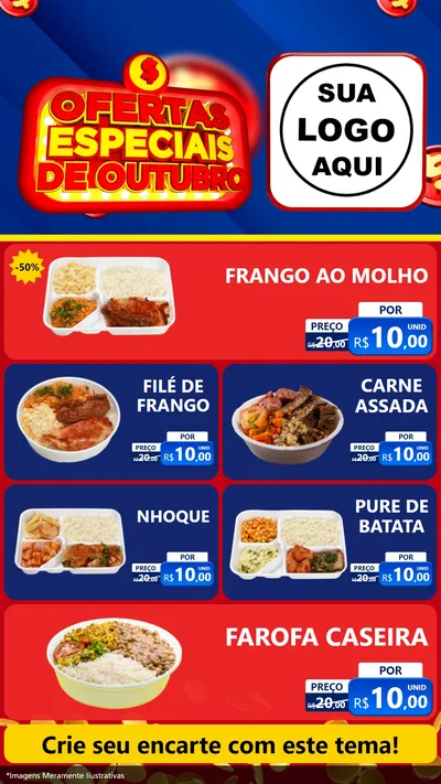 Modelo de TV para TV Vertical com o tema Ofertas Especiais de Outubro para Restaurante