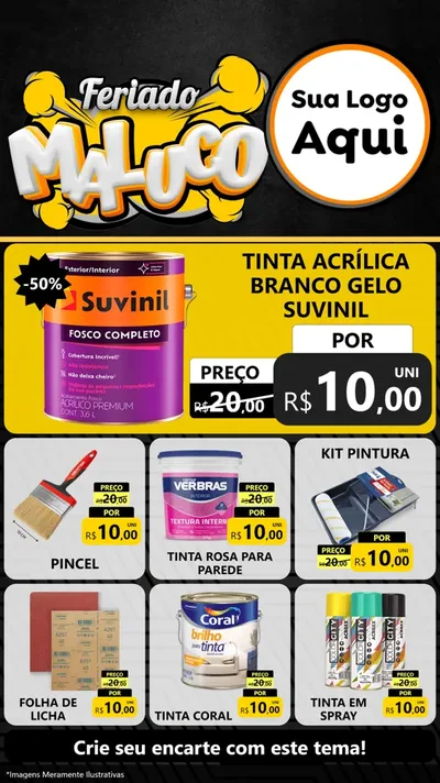 Modelo de Rede Social para Stories com o tema Feriado Maluco para Tintas e Ferramentas