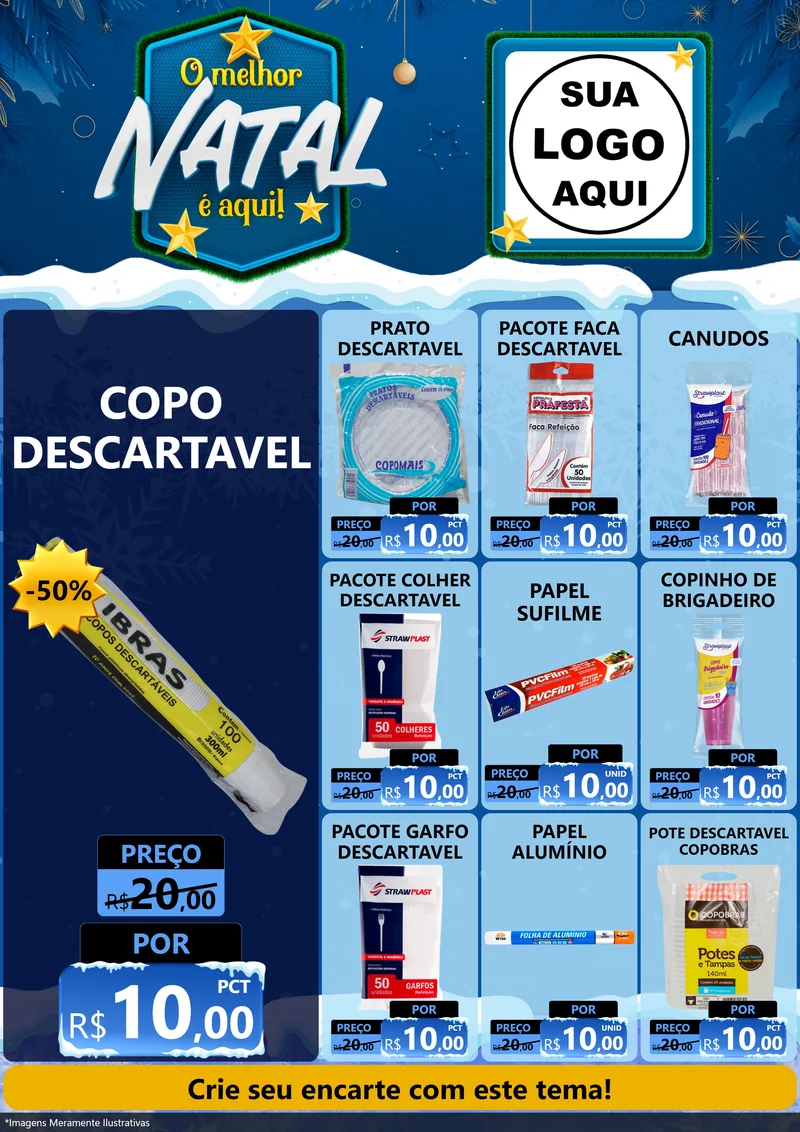 Modelo de Encarte para Encarte A4 Vertical com o tema O Melhor Natal É Aqui! para Embalagens