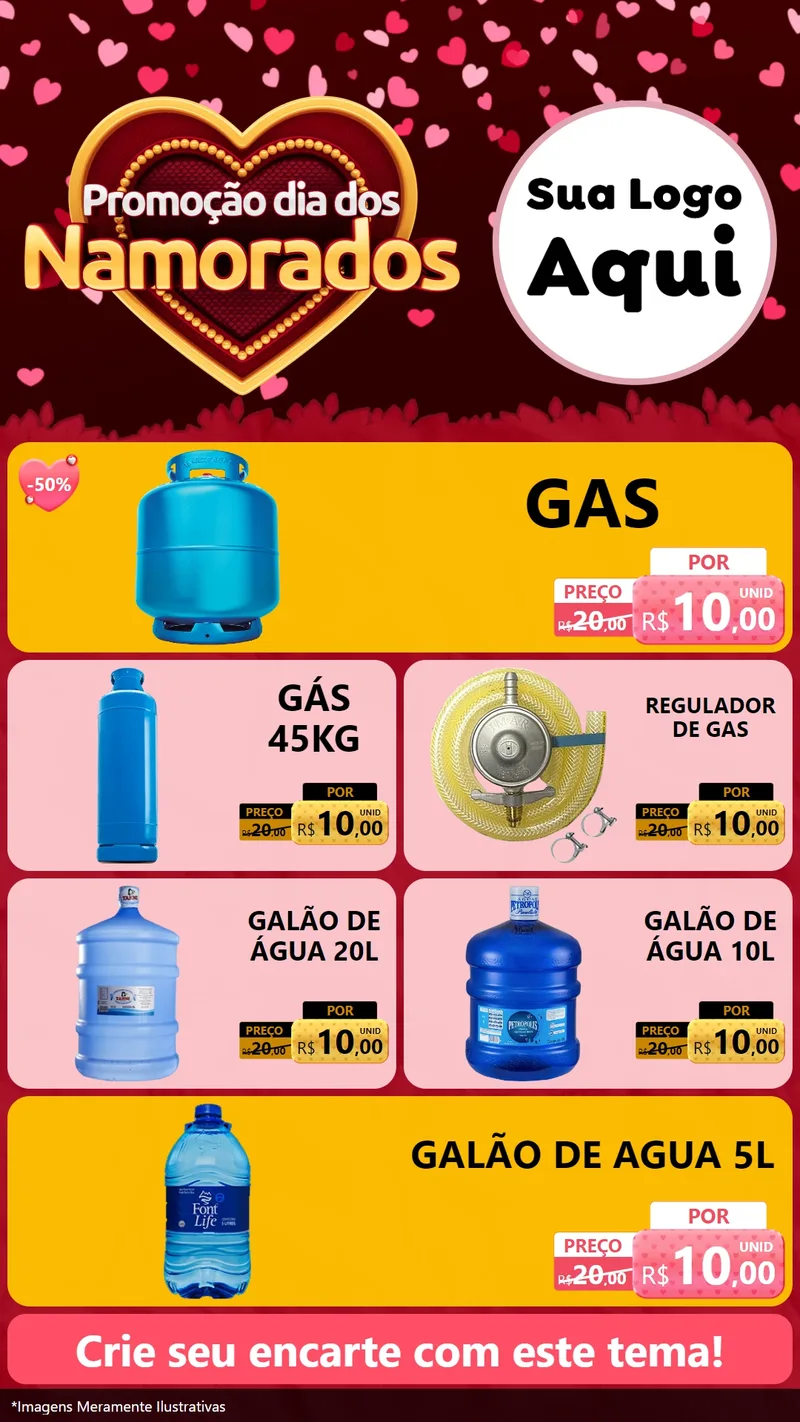 Modelo de TV para TV Vertical com o tema Promoção Dia Dos Namorados para Água e gás