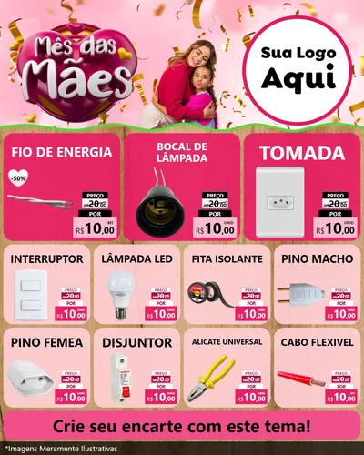 Modelo de Rede Social para Feed Instagram com o tema Mês das Mães para Materiais Elétricos