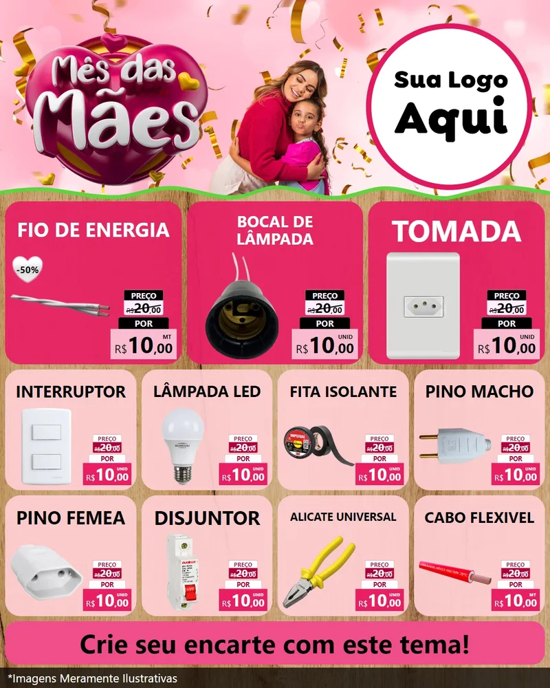Modelo de Rede Social para Feed Instagram com o tema Mês das Mães para Materiais Elétricos