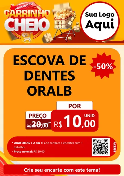 Modelo de Cartaz para Cartaz A4 Vertical com o tema Promoção carrinho cheio para Higiene Pessoal