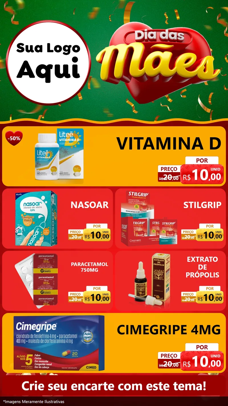 Modelo de TV para TV Vertical com o tema Dia das Mães para Farmácia