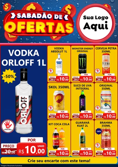Modelo de Encarte para Encarte A4 Vertical com o tema Sabadão de Ofertas para Distribuidora de bebidas