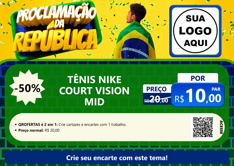Modelo de Cartaz para Cartaz A4 Horizontal com o tema Proclamação da República para Calçados