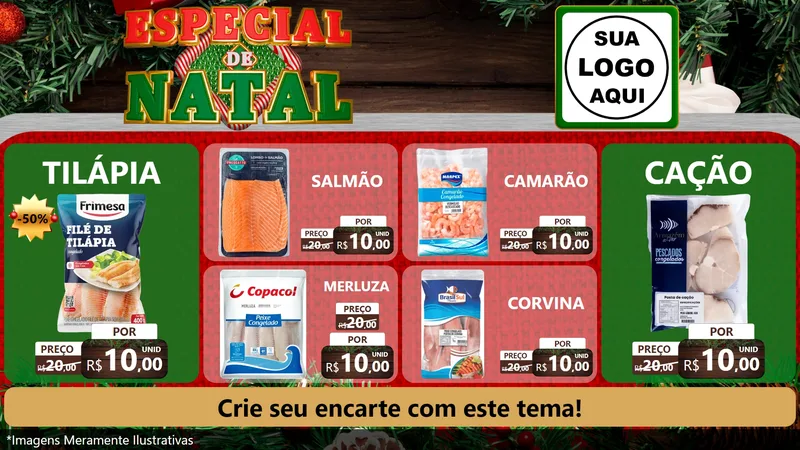 Modelo de TV para TV Horizontal com o tema Especial de Natal para Peixaria