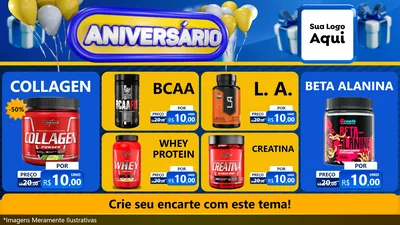 Modelo de TV para TV Horizontal com o tema Aniversário para Suplementos alimentares