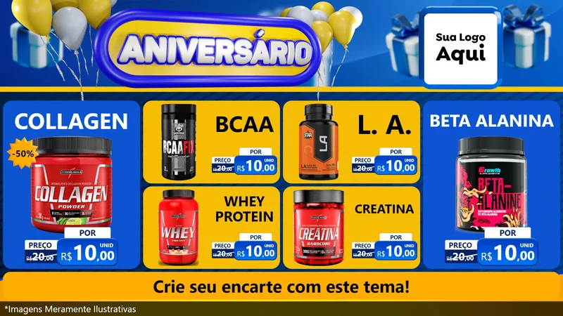 Modelo de TV para TV Horizontal com o tema Aniversário para Suplementos alimentares