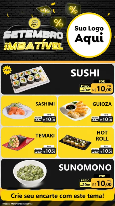 Modelo de TV para TV Vertical com o tema Setembro Imbatível para Comida japonesa