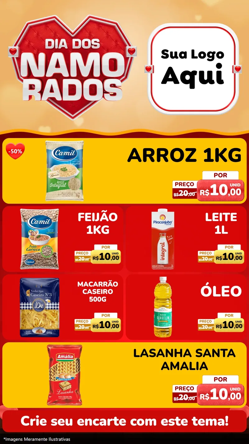 Modelo de TV para TV Vertical com o tema Dia dos Namorados para Supermercado