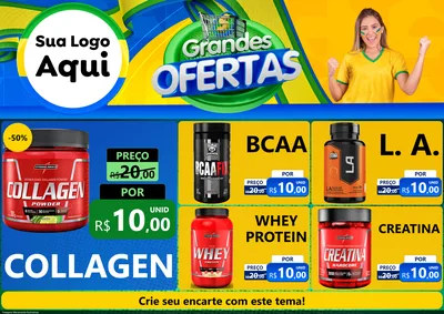 Modelo de Encarte para Encarte A4 Horizontal com o tema Grandes Ofertas para Suplementos alimentares