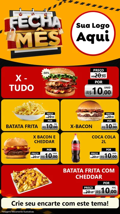 Modelo de TV para TV Vertical com o tema Fecha Mês para Hamburgueria