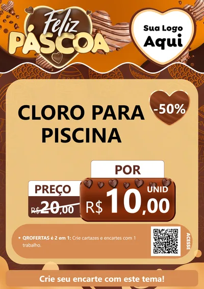 Modelo de Cartaz para Cartaz A4 Vertical com o tema Feliz Páscoa para Produtos para Piscina