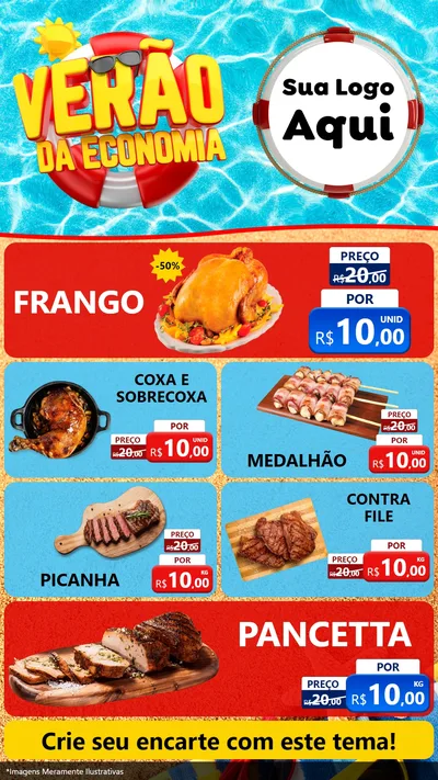 Modelo de TV para TV Vertical com o tema Verão da Economia para Assados
