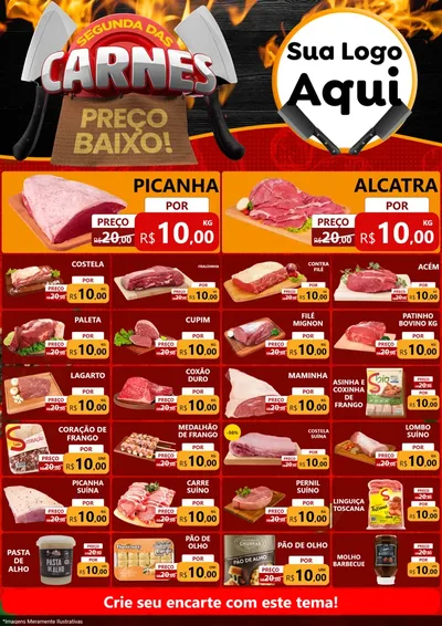 Modelo de Encarte para Encarte A4 Vertical com o tema Segunda das Carnes para Açougue