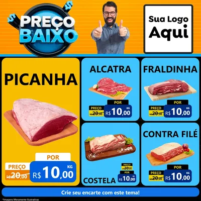 Modelo de Rede Social para Feed Facebook com o tema Preço Baixo para Açougue
