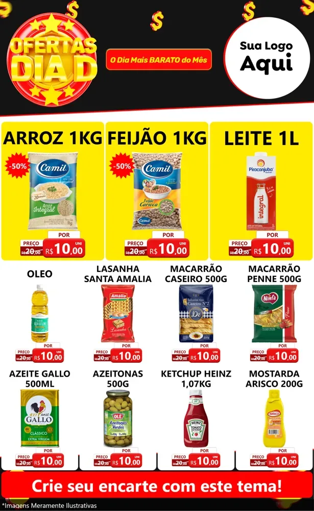 Modelo de Encarte para Encarte Grande com o tema Dia D para Supermercado