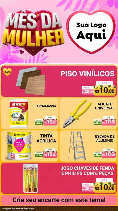 Modelo de TV para TV Vertical com o tema Mês da Mulher para Material para Construção