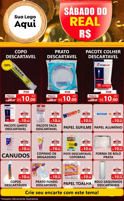 Modelo de Encarte para Encarte Grande com o tema Sábado do Real para Embalagens