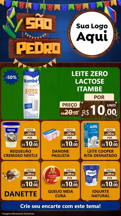 Modelo de Rede Social para Stories com o tema São Pedro para Frios e Laticínios