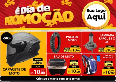 Modelo de Encarte para Encarte A4 Horizontal com o tema É Dia De Promoção para Moto peças