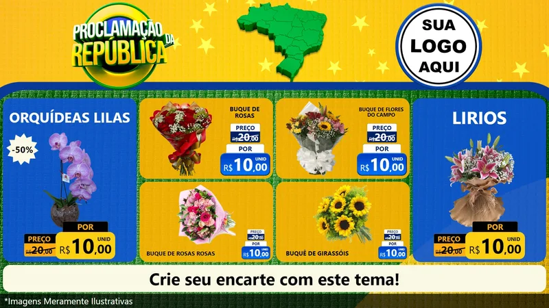 Modelo de TV para TV Horizontal com o tema Proclamação da República para Floricultura e jardim