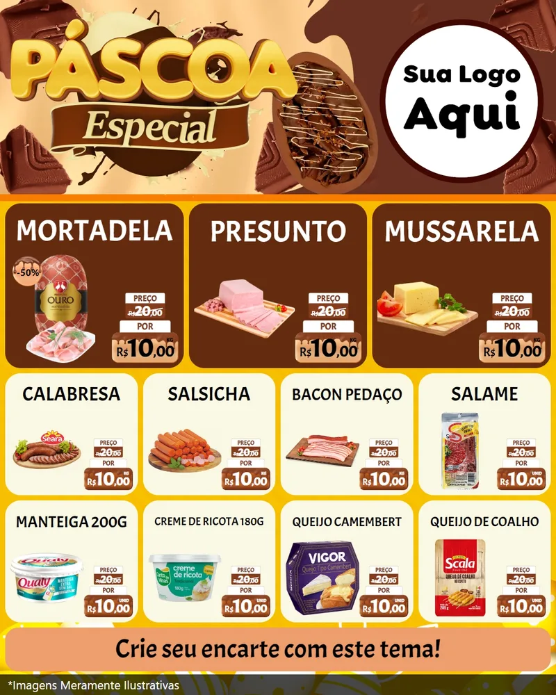 Modelo de Rede Social para Feed Instagram com o tema Páscoa Especial para Frios e Laticínios