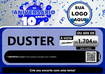 Modelo de Cartaz para Cartaz A4 Horizontal com o tema Promoção de Aniversário - 10 Anos para Concessionaria de Carros