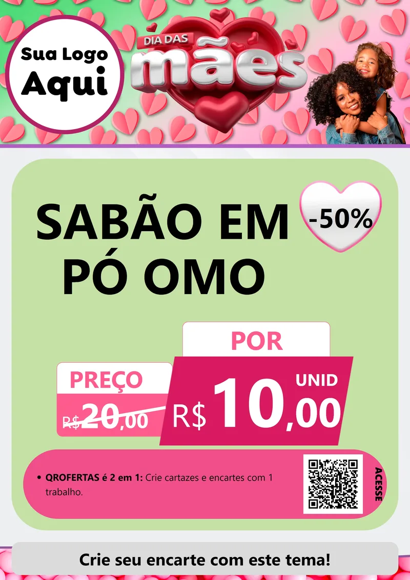 Modelo de Cartaz para Cartaz A4 Vertical com o tema Dia das Mães para Produtos de Limpeza