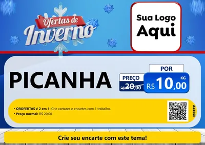 Modelo de Cartaz para Cartaz A4 Horizontal com o tema Ofertas de Inverno para Açougue